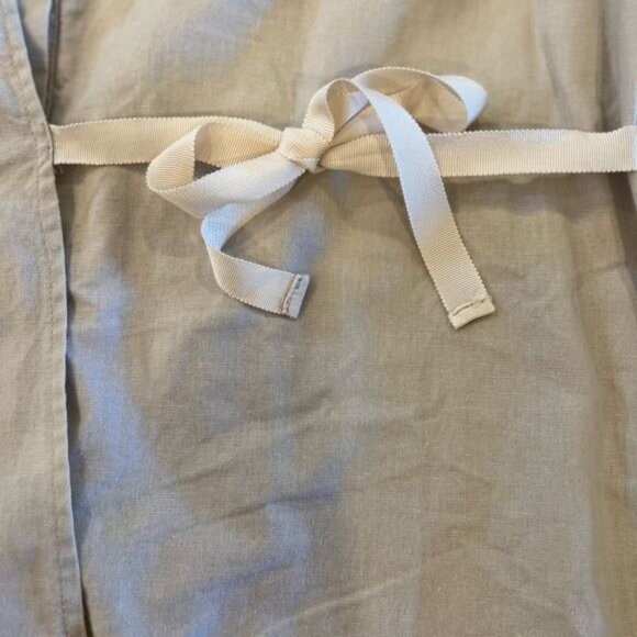Anthropologie Mauve Brand Lagenlook Cotton Khaki Dress Button Front Tied Overlay - Picture 9 of 14